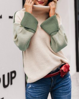 Casual Turtleneck Patchwork Sweaters