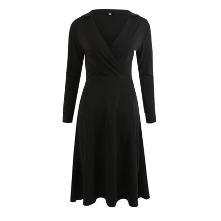 Elegant Deep V-Neck Solid Long Sleeve Slim Party Dress - Power Day Sale
