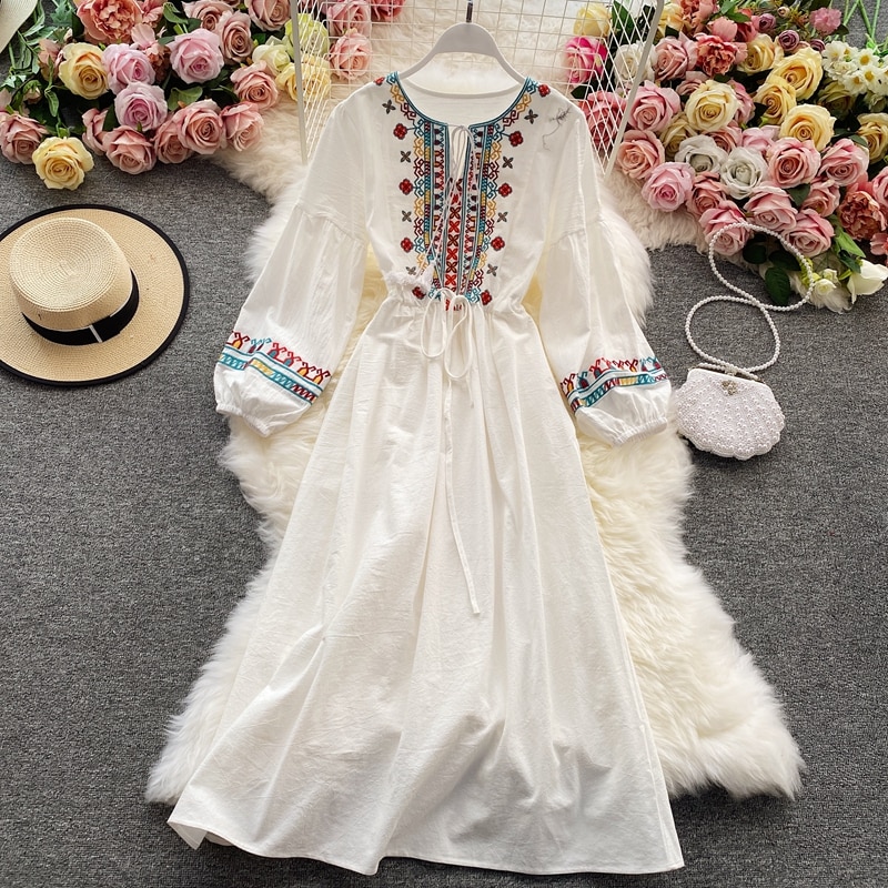 Elegant Ethnic Bohemian Clothes Beach Dress