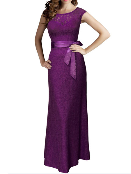 Elegant Sleeveless V Back Long Lace Dress - Power Day Sale