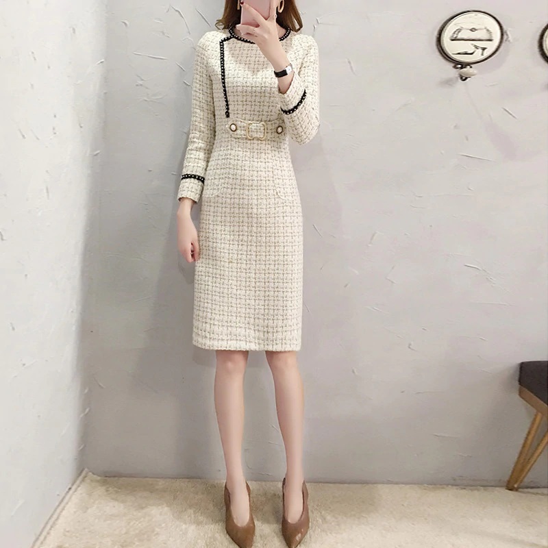 Elegant Woolen Office Lady Dress - Power Day Sale