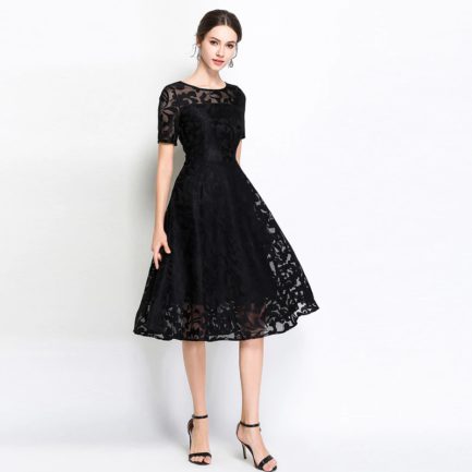 Elegant lace embroidery Vestidos Plus size party Dress - Power Day Sale