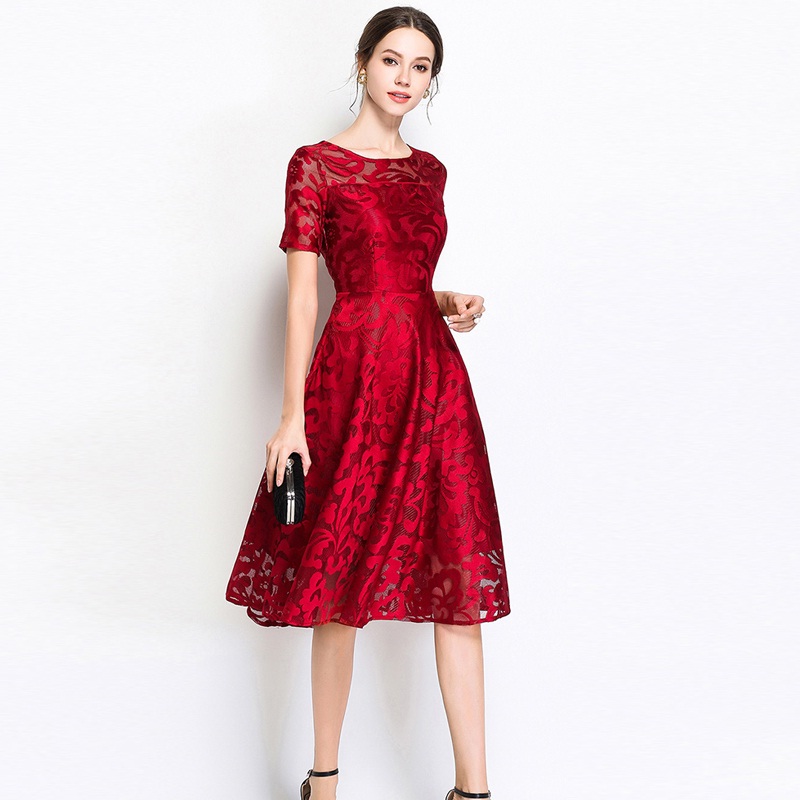 Elegant lace embroidery Vestidos Plus size party Dress - Power Day Sale