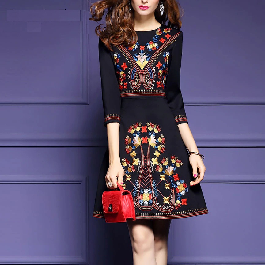 Embroidery Elegant Party Short dress - Power Day Sale