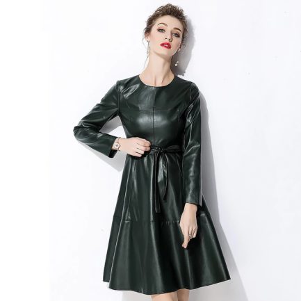 Evening party fur Leather short party Dress - Power Day Sale