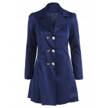 Fit and Flare Coat With Double Breasts - Power Day Sale