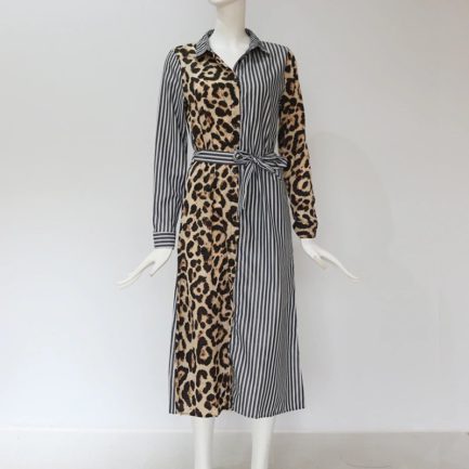 Leopard Patchwork Long Party Dress - Power Day Sale