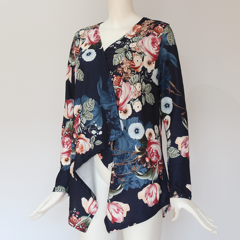 Long Sleeve Floral Printed Cardigan Sweater - Power Day Sale