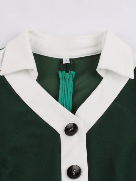 Long Sleeves V Neck Rockabilly Dress - Power Day Sale