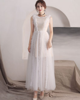 Long Tulle Sleeveless Floor Length Prom Dress