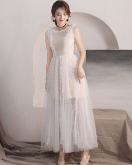 Long Tulle Sleeveless Floor Length Prom Dress