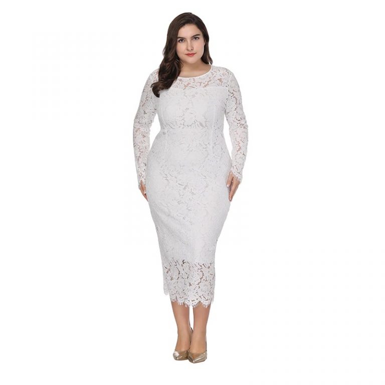 Plus size Elegant lace bodycon party dress - Power Day Sale
