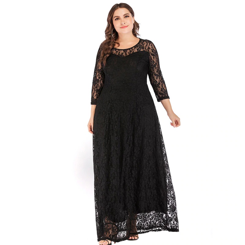 Plus size lace evening Party vestidos long maxi dress - Power Day Sale