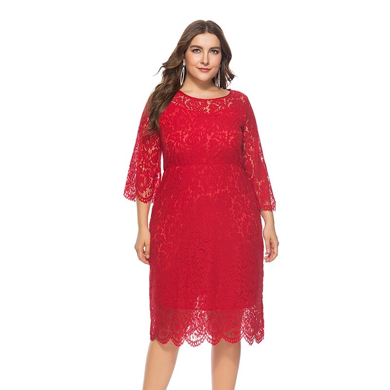 Plus size lace sexy bodycon party dress - Power Day Sale