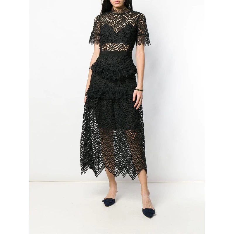 Ruffles Embroidery Long Party Dress - Power Day Sale