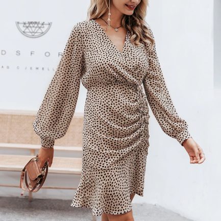 Sexy Leopard Ruffle Short Dress - Power Day Sale