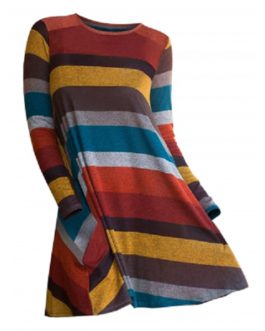 Striped Long Sleeve Long line Knitwear