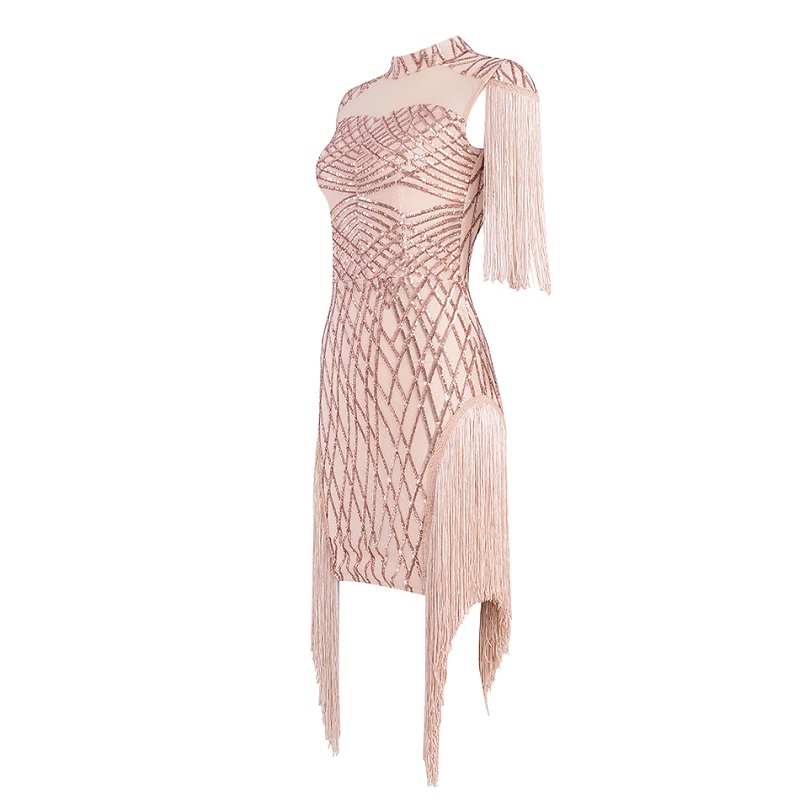 Elegant Sexy Lace Short Sleeve Tassel Mini Dress - Power Day Sale