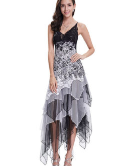 Spaghetti Strap Tulle Tiered Irregular Party Dress