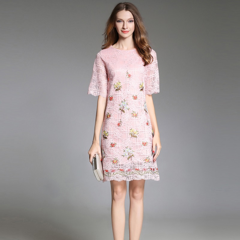 Elegance Lace Print Embroidery Dress - Power Day Sale
