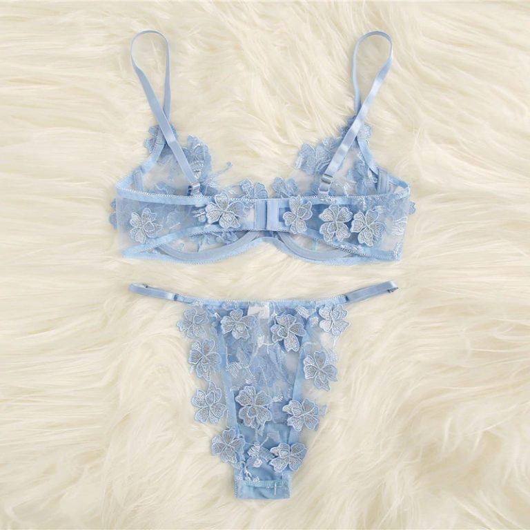 Applique Lace Sexy Bra And Pantie Sleepwear Intimate Lingerie Sets ...