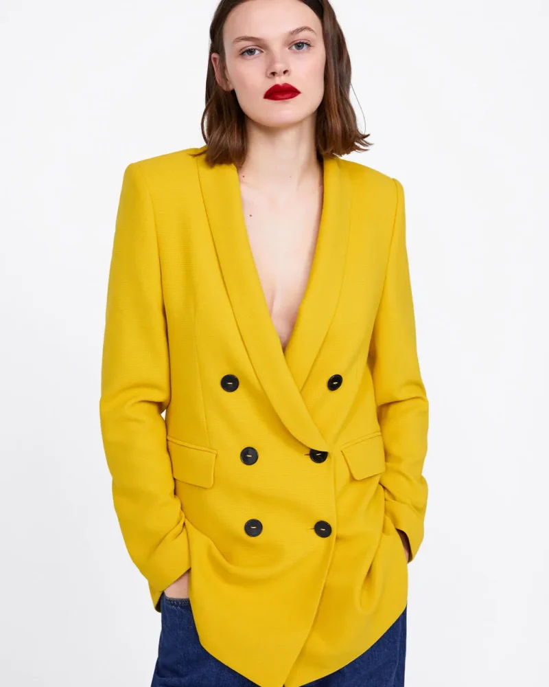 Chic Buttons Turndown Collar Long Sleeve Blazer