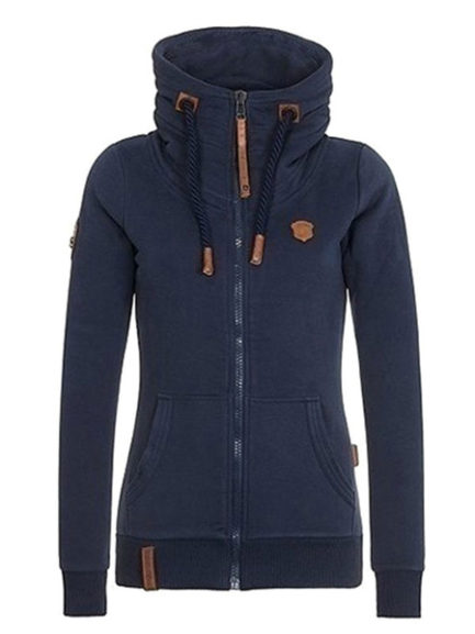 Full Zip Long Sleeve Oversized Hooded Jacket With Pockets - Power Day Sale