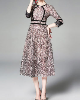 Leopard Print Layered Semi Formal Dress
