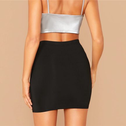 Solid Stretchy High Waist Elegant Mini Bodycon Skirts - Power Day Sale
