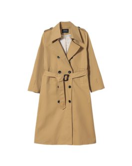 Trench Coat Double Breasted Medium Length Slim Fit Coat