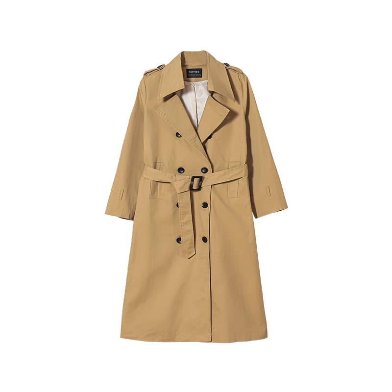 Trench Coat Double Breasted Medium Length Slim Fit Coat - Power Day Sale