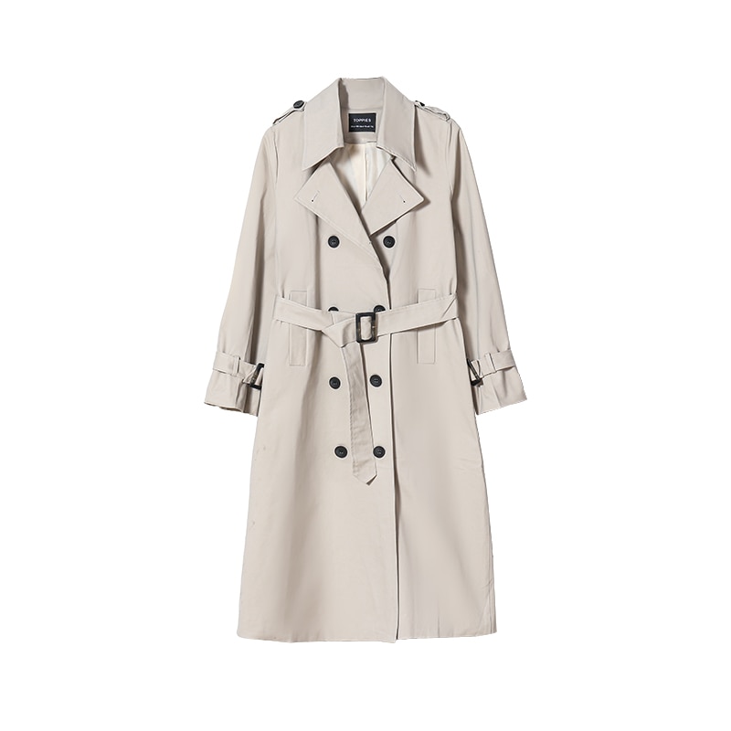 Trench Coat Double Breasted Medium Length Slim Fit Coat - Power Day Sale