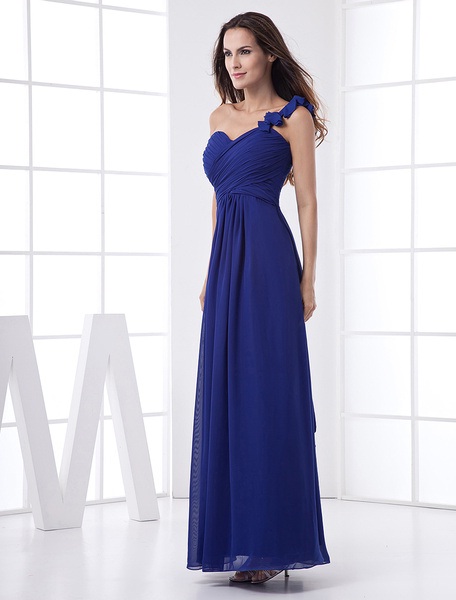 Elegant Floor Length One Shoulder Bridesmaid Dress - Power Day Sale