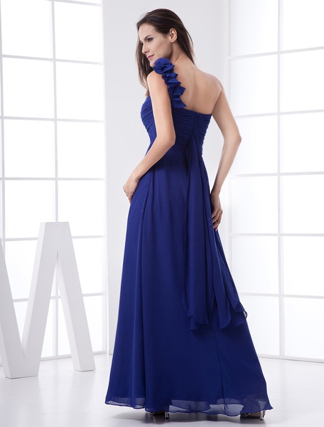 Elegant Floor Length One Shoulder Bridesmaid Dress - Power Day Sale