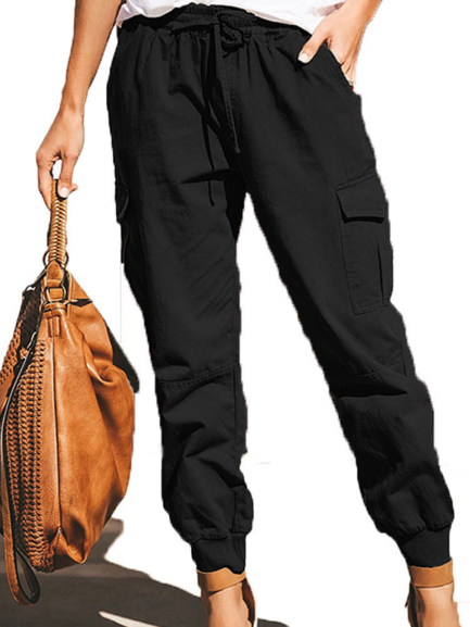 Fashion Solid Color Pocket Cargo Pants - Power Day Sale