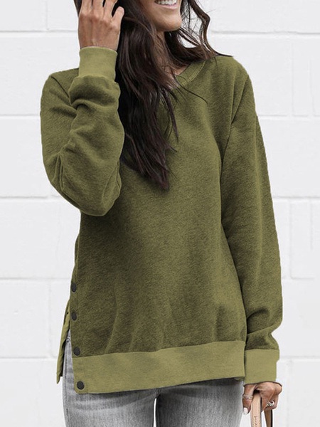 Long Sleeves Split Front Sweatshirt - Power Day Sale