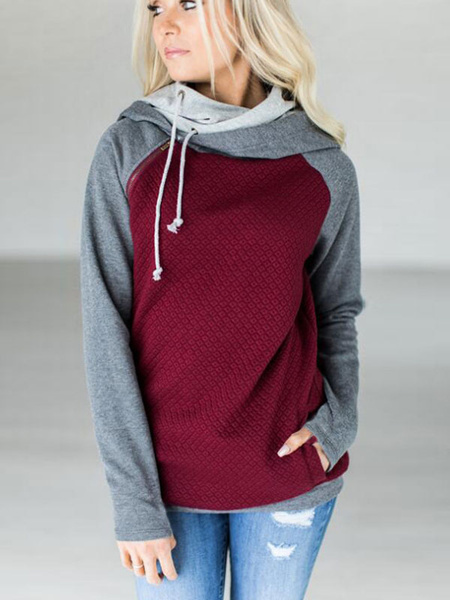 Pullover Hoodie Long Sleeve Two Tone Hooded Sweatshirt - Power Day Sale