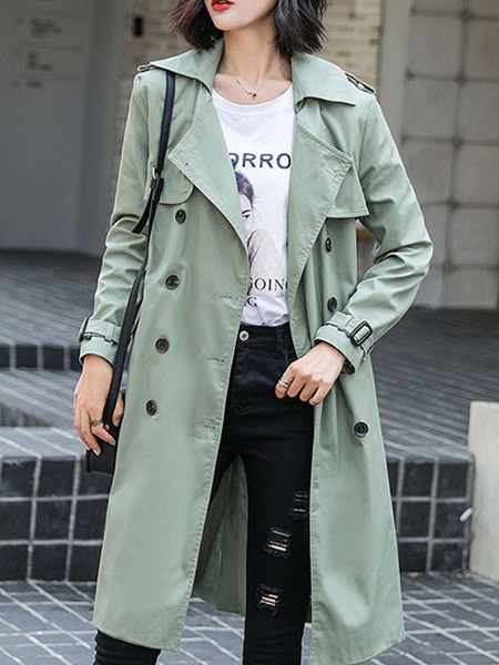 Turndown Collar Buttons Casual Wrap Coat - Power Day Sale