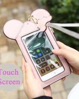 Women Touch Screen Cute Animal Shape Card Holder Phone Bag Coin Purse