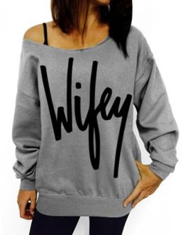 Cold Shoulder Wifey Logo Sweatshirt