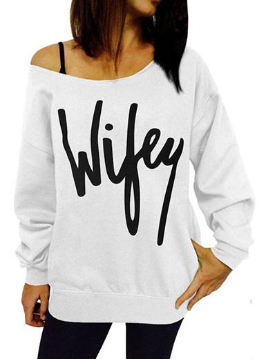 Cold Shoulder Wifey Logo Sweatshirt - Power Day Sale