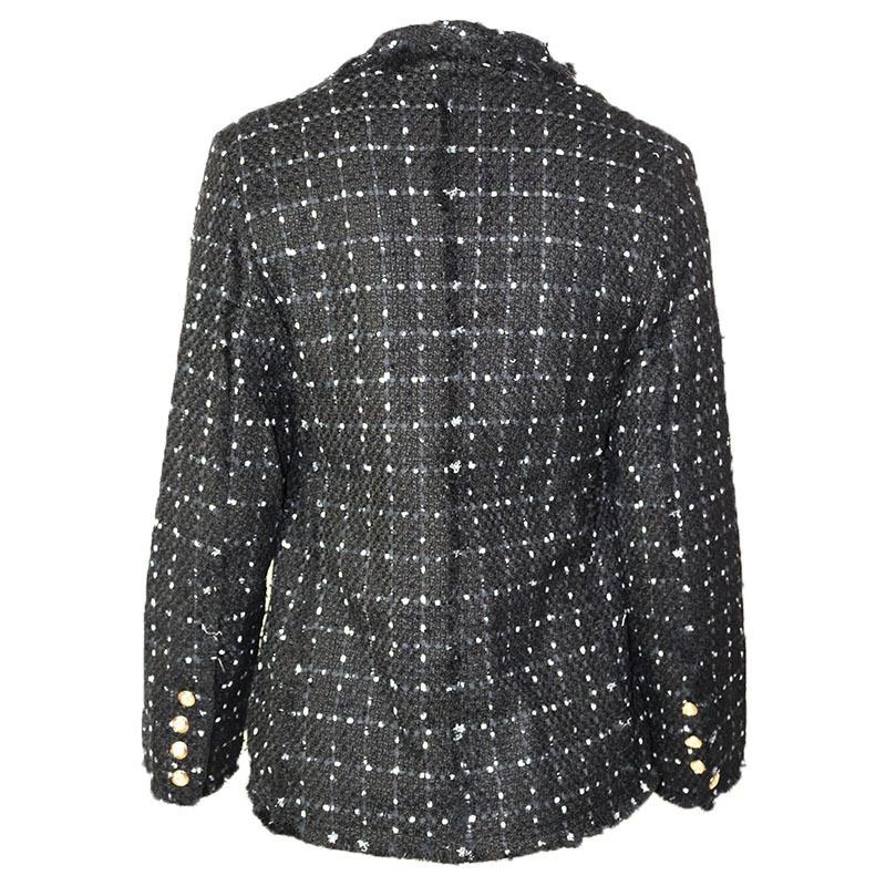 Fashion Tweed Double Breasted Office Ladies Blazer - Power Day Sale