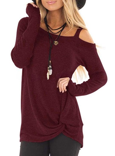 Long Sleeves Cold Shoulder Top - Power Day Sale