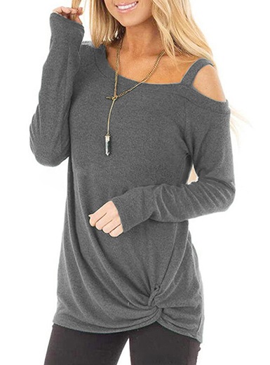 Long Sleeves Cold Shoulder Top - Power Day Sale