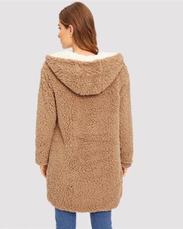 Reversible Hoodies Elegant Street wear Warm Teddy Coat