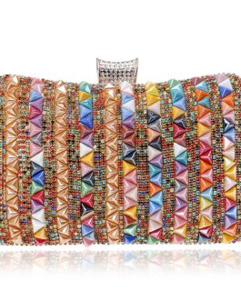 Rivet Candy One Side Metal Beading Party Clutch