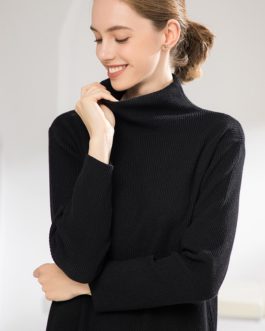 Turtleneck Slit Casual Straight Knitting Sweater Dresses