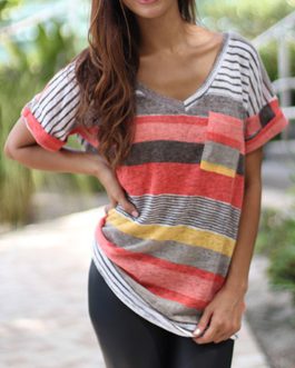 V Neckline Striped T-Shirt