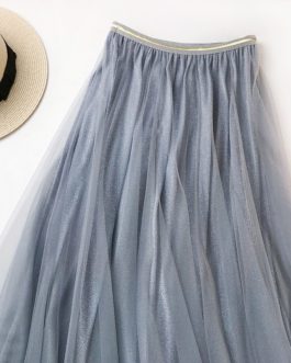 Ankle Length High Waist Pleated Midi Skirt