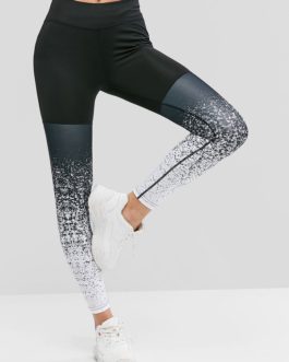 Casual Speckled  Elastic Printed Sports Skinny Fit Leggings